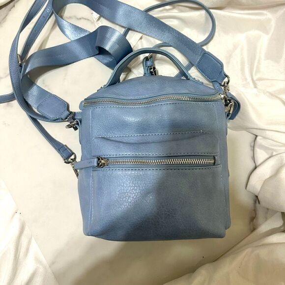 NWT Sky Blue mini Backpack Purse Vegan Leather - Picture 3 of 9